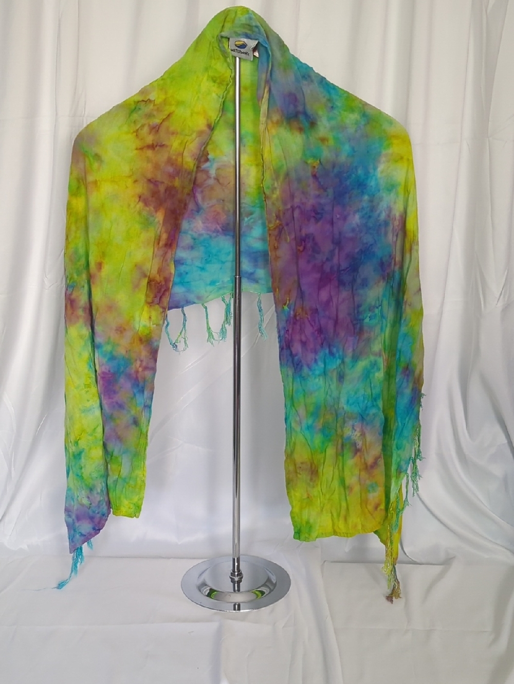 Tie-Dye Lightweight Scarf Shawl - Lime, Teal, Purple 61 Inches Long